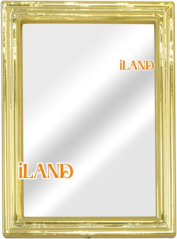 iLAND Mini Mirrors, Dollhouse Accessories on 1:12 Scale, Miniature Framed Glass Mirror (Bright Golden 4pcs)