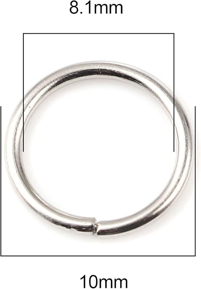 200 Pieces - 10mm Jump Rings Silver Tone - 18 Gauge (1mm Thickness)