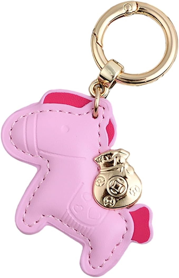Lucky Pony Keychain Bag Charm, Elegant Leather Horse Accessories Cute Keychains for Women Gift