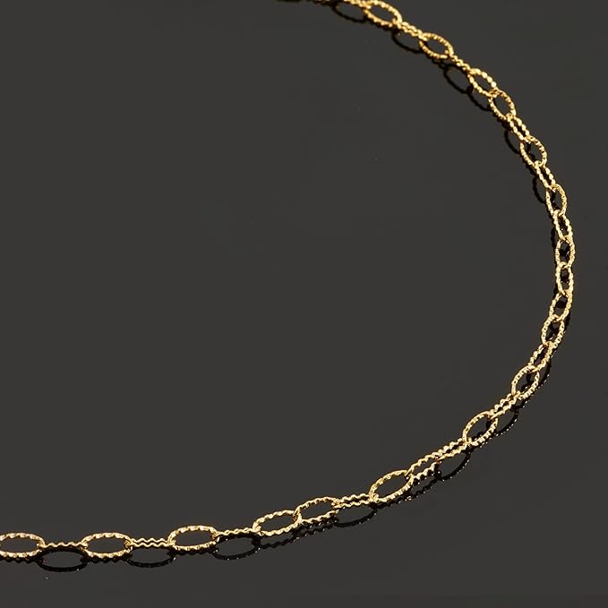 UMAOKANG 32.8 Feet Embossed Paperclip Jewelry Chain Roll Dainty Gold Plated Stainless Steel Chains for Jewelry Making