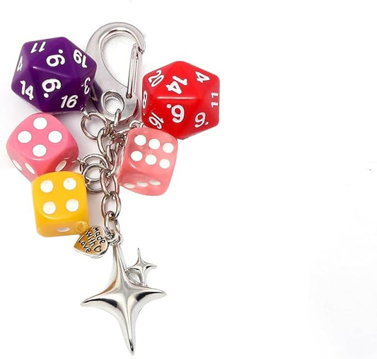 Lucky Dice Cherry Magic 8 Ball Keychain Billiard Ball Star Cherry Bags Charms Cute Y2k Keychain for Women Men
