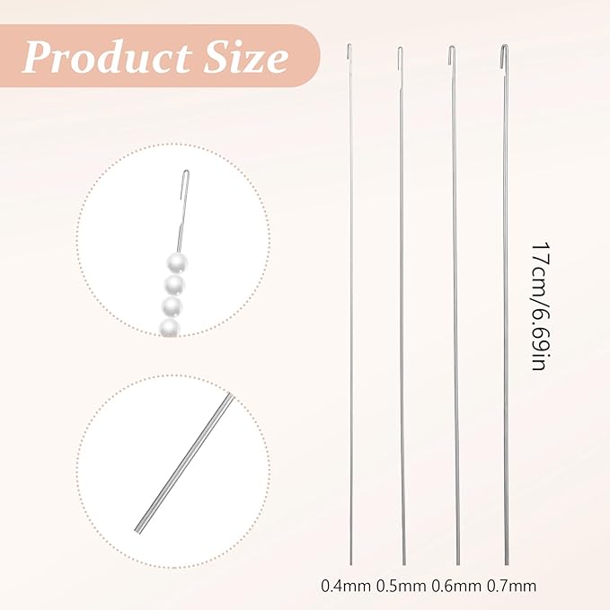 Nogeqi 4 Pcs Beading Needles for Jewelry Making,4 Thickness Styles Bead Spinner Needles,Bead Threader,Needle-Free Beading Supplies for Beaded Bracelets, Necklaces, DIY Handmade(Thin Needle)