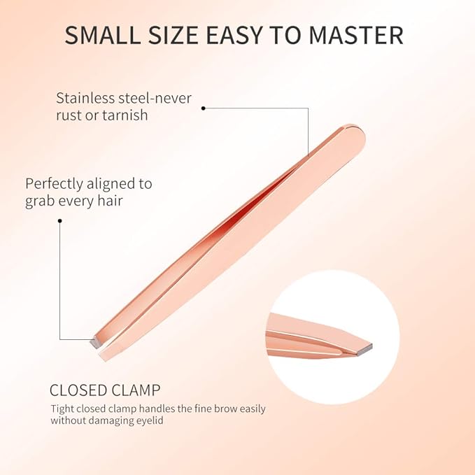 Arroyner 3Pcs Eyelashes Tool Fake Lash Applicator Lash Tools Fake Eyelashes Scissors (Rose Golden)