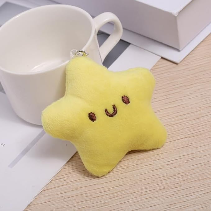 1Pc Yellow Plush Star Car Keychain Backpack Accessories Doll Pendant Heart Healing in Addition to Serving as a Keychain Women's Keyrings and Keychains Car Accessories