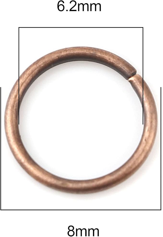 200 Pieces - 8mm Jump Rings Antique Copper Tone - 18 Gauge (1mm Thickness)