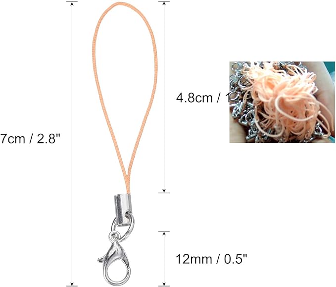 HARFINGTON 100Pcs Clasp Cords Clasp Strap Lanyard Charm Short Finger Rope with Lobster Clasp for Cellphone Cases Keychain DIY Jewelry Making, Cream