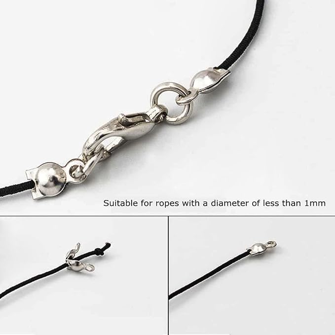 500 Pieces Silver Calotte Ends Knot Covers for DIY Bracelet Jewelry Making, Clamshell Metal Plated Open Bead Tips Endcaps (Platinum)