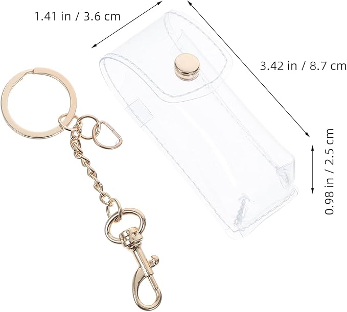 Transparent Lipstick Keychain Pouch Clear Mini Lip Gloss Holder Lip Balm Case Compact Portable Key Ring Organizer for Travel and Daily Use