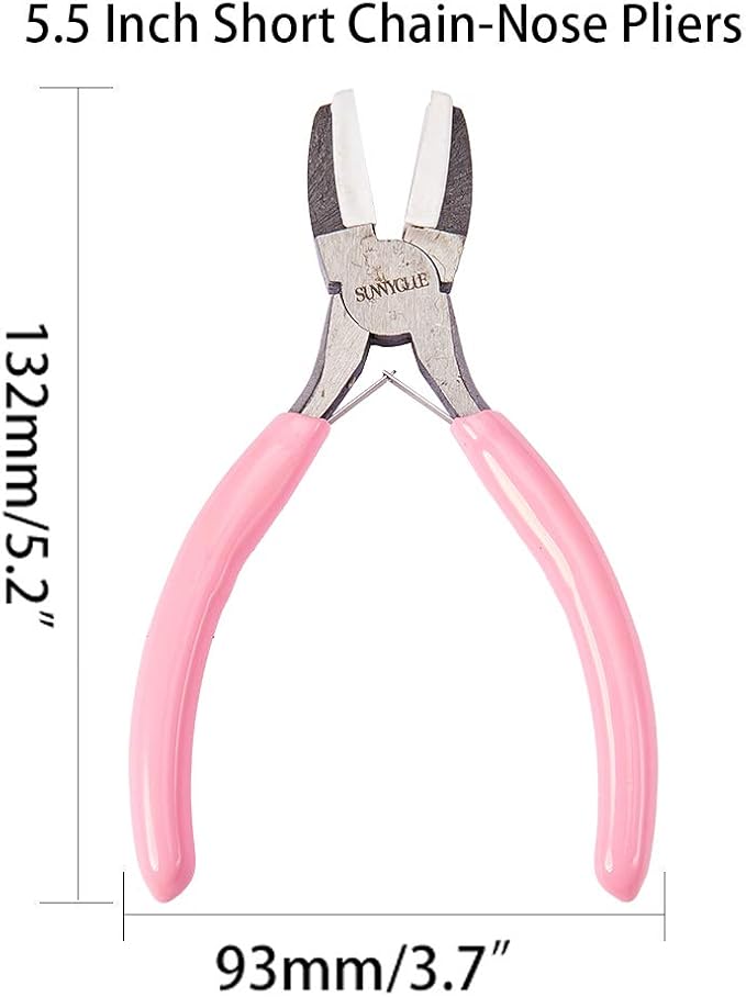 SUNNYCLUE 5.5 Inch Double Nylon Jaw Flat Nose Pliers Mini Precision Pliers Wire Forming Bending Tools for DIY Jewelry Making Hobby Projects Pink, Leaf Spring Construction