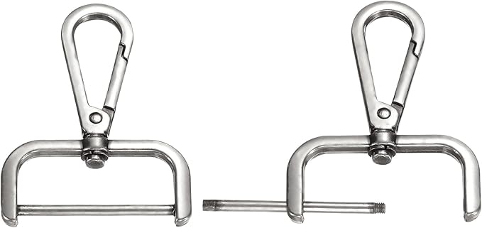 PATIKIL 1.5 Inch Swivel Clasp Hooks, 2 Pcs Detachable Snap Hook Swivel Lobster Claw Clasps with Screw Bar for Bag Strap Purse Lanyard DIY Craft Hardware, Silver