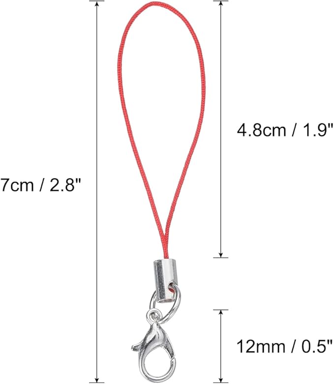 HARFINGTON 100Pcs Clasp Cords Lanyard with Lobster Clasp for Cellphone Cases Keychain DIY Jewelry Making, Red