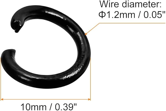 uxcell Open Jump Rings, 10mm Colorful O-Ring Connectors for DIY Crafts Jewelry Making, Carbon Steel, Black, 100Pcs