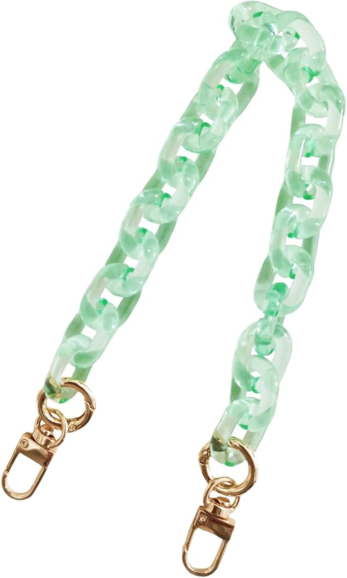 Purse Acrylic Chain Strap,Handbag Handles Chain, Bag DIY Accessories Chain,Resin Acrylic Chain for Bag-Clear Green 37