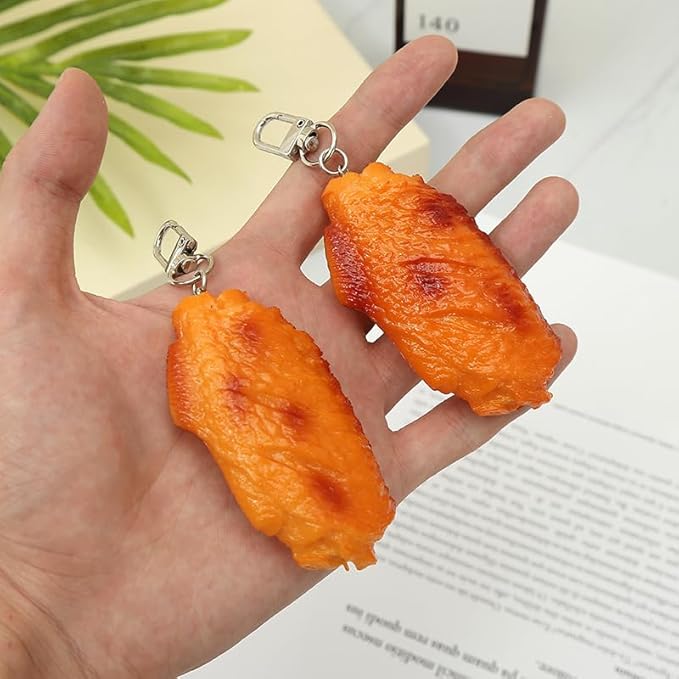 HSYHERE Men Women Creative Interesting Novelty Stylish Mini Simulated Food Orange Shrimp Keychain Key-ring Pendant