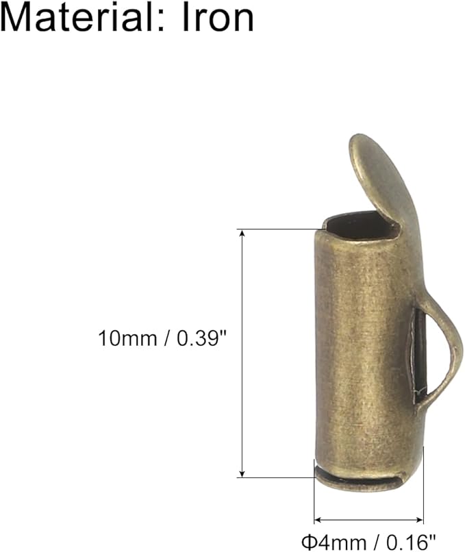 uxcell 100Pcs Slide on End Clasps, 10mm Tube Ball Bead Slider Crimp Ends for Multi-Strand DIY Craft Making, Bronze Tone