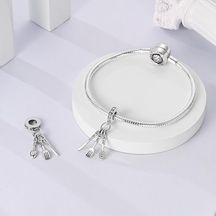 NARMO Charms for Bracelets 925 Sterling Silver Star Dangle Charms Car Keys Lipstick Dangle Charm Beads for Women Bracelets Necklace