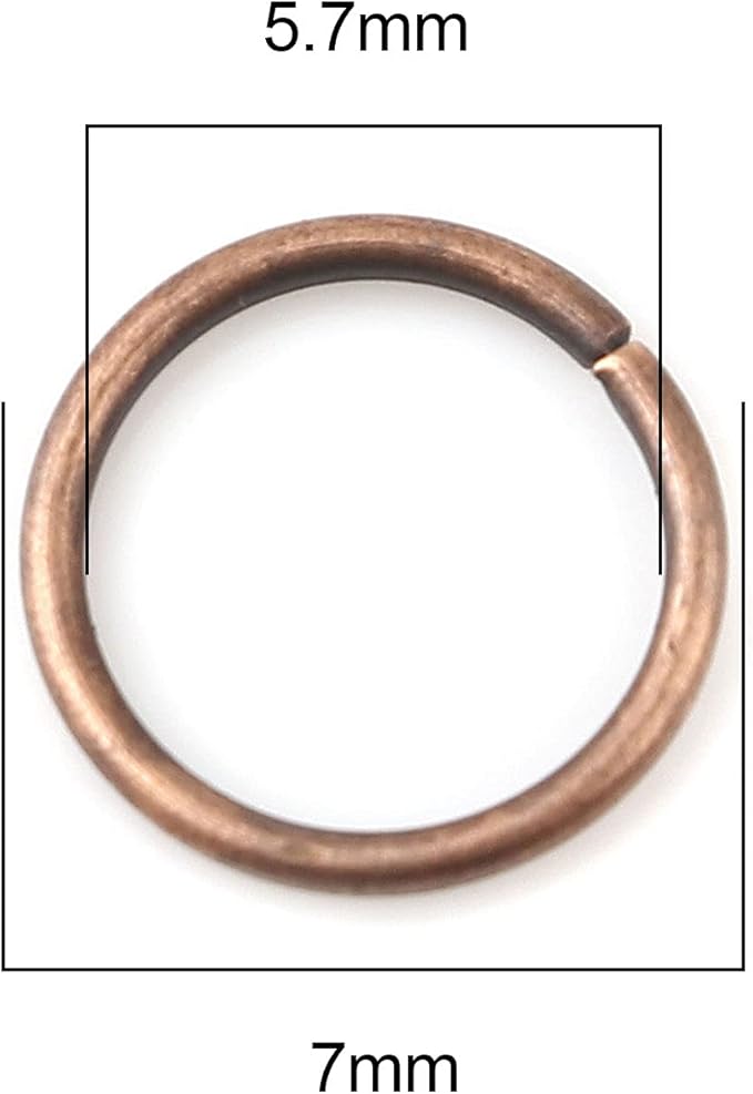 200 Pieces - 7mm Jump Rings Antique Copper - 21 Gauge (0.7mm Thickness)