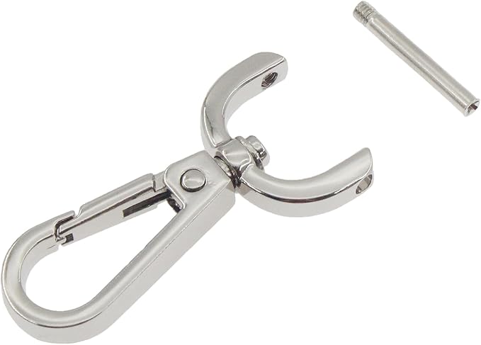 4 PCS Swivel Clasp Hooks,SAFYY Detachable Snap Hook W/Screw Bar Heavy Duty,3/4 Inches D Ring Swivel Lobster Claw Clasp with Screwdriver for Lanyard Bag Leather Craft Purse Hardware DIY Bag-Silver