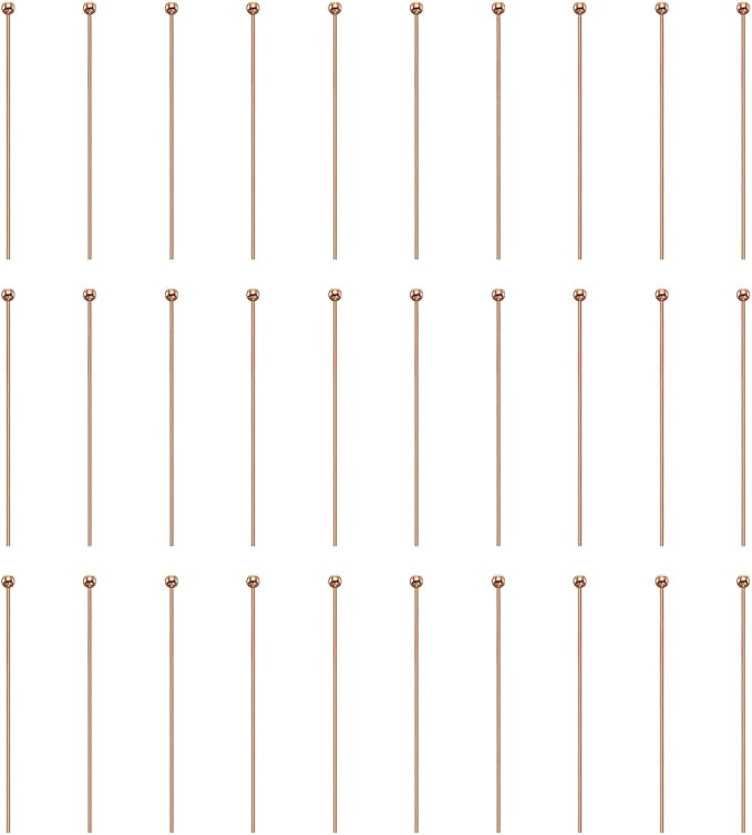 HARFINGTON 100pcs Ball Head Pins 1.38" 35mm Round Head Pins for Earring Pendant Necklace Bracelet Charm Jewelry Making Findings DIY Craft, Rose Gold