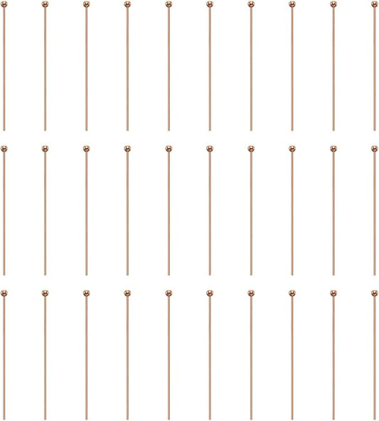 HARFINGTON 100pcs Ball Head Pins 1.38" 35mm Round Head Pins for Earring Pendant Necklace Bracelet Charm Jewelry Making Findings DIY Craft, Rose Gold