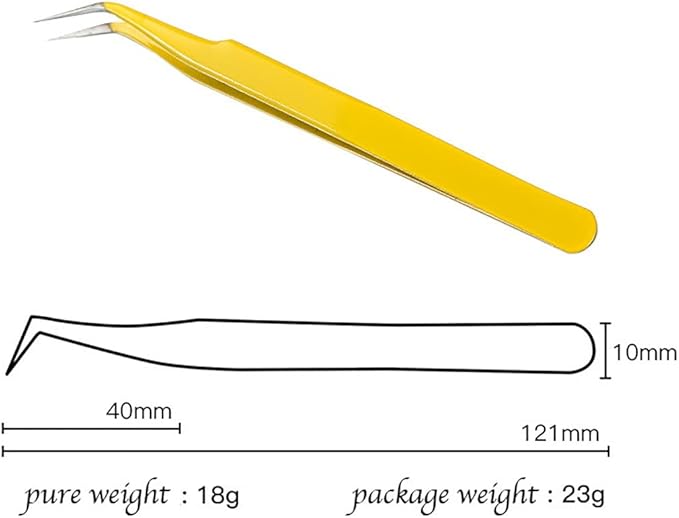 MAXLEAF 2pcs Stainless Tweezers Straight Curved Tweezers for Stickers Eyelash Extensions Precision Electronics Nail Rhinestone Jewelry, Scrapbooking Tools (Yellow)