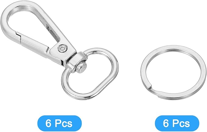 uxcell 12 Pcs Swivel Clasp Hook, 0.59" Purse Snap Clasps Detachable for Bag, Silver