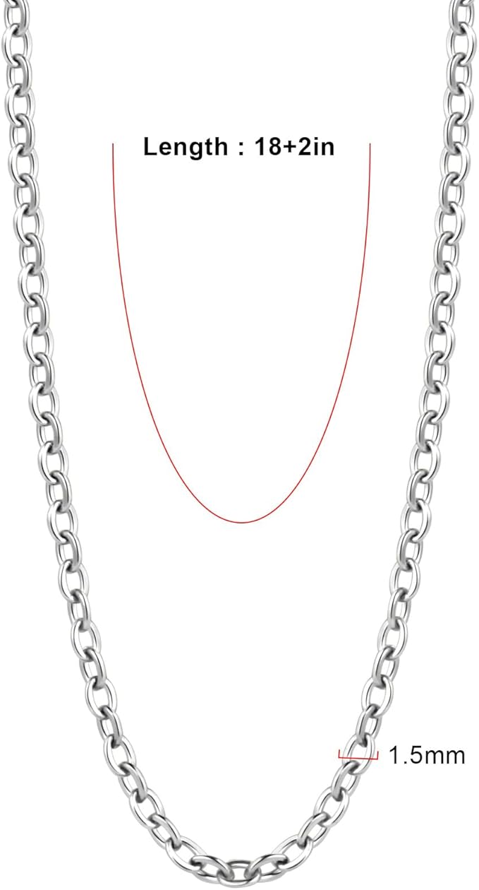 24PCS Cable Necklaces for Jewelry Making 1.5MM Stainless Steel Cable Link Chains Bulk for DIY Necklace