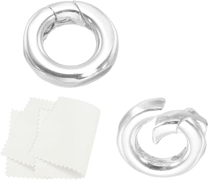 PATIKIL 8mm 925 Sterling Silver Spring Gate Rings, 2Pcs Round Spring Clasps Necklace Enhancer Shortener Closures Connector for Jewelry Making Necklaces DIY, Silver Tone