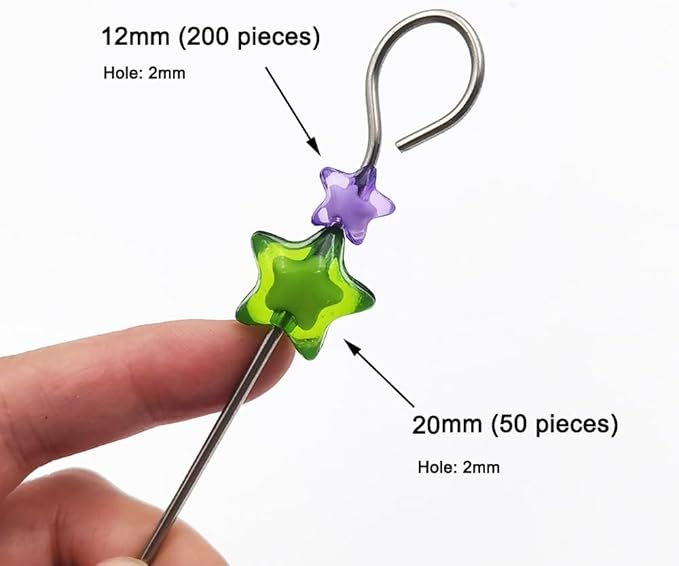 INSPIRELLE 250 Pieces Acrylic Star Beads 2 Sizes Bead in Bead for Jewelry Craft Making