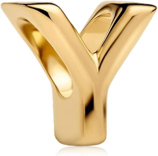 S925 A-Z 14K Gold Plated Initial Letter Alphabet Charms for Pandora Bracelets and Necklaces Women, Gifts for Couple Family Friend on Birthday Anniversary Christmas Mothers Valentine's Day Grad
