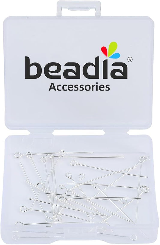 925 Sterling Silver Open Eye Pins 0.5x30mm 30pcs for Jewelry Making Findings