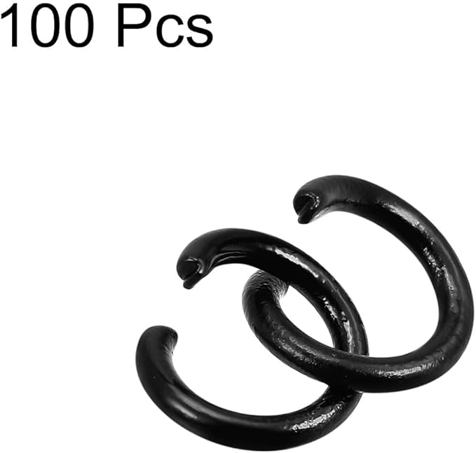 uxcell Open Jump Rings, 10mm Colorful O-Ring Connectors for DIY Crafts Jewelry Making, Carbon Steel, Black, 100Pcs