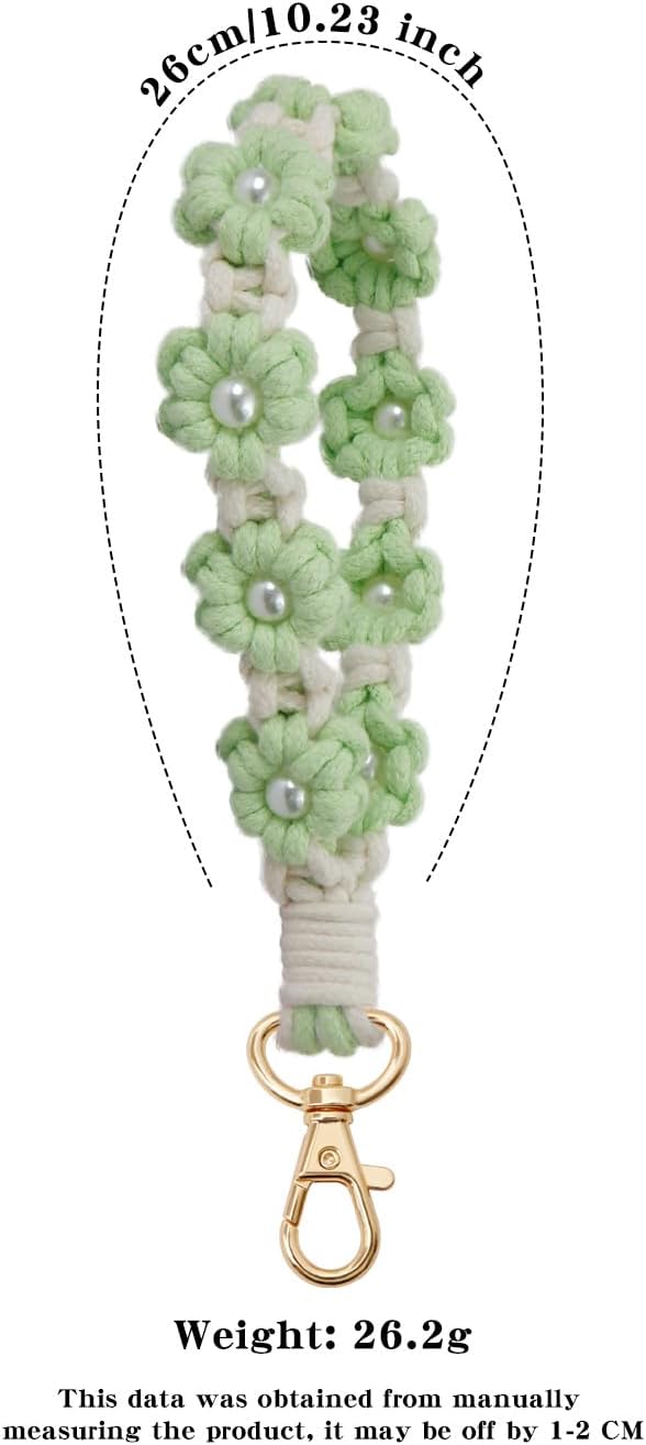 Macrame Keychain Handmade Wristlet Keychain Wrist Lanyard for Keys Cute flower keychain Key Chain for Women
