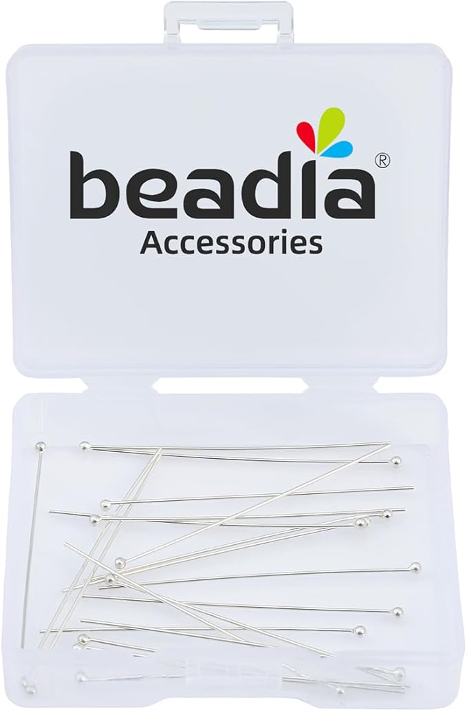 925 Sterling Silver Ball Head Pins 0.5x40mm 20pcs for Jewelry Making Findings
