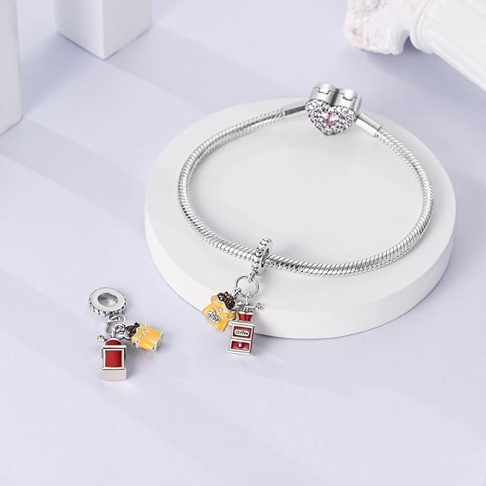 NARMO Charms for Bracelets 925 Sterling Silver Star Dangle Charms Car Keys Lipstick Dangle Charm Beads for Women Bracelets Necklace