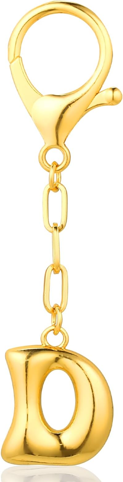 VICKHU Gold Plated Bubble Initial Letter Cute Keychain for Women Car Key Purse Decorative Keyring Handbag Charms Fashion