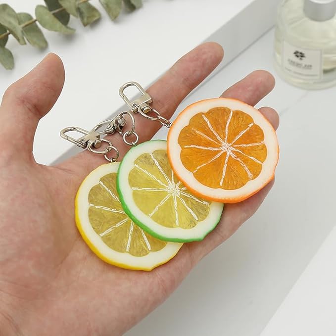 HSYHERE Men Women Creative Interesting Novelty Stylish Mini Simulated Food Orange Shrimp Keychain Key-ring Pendant