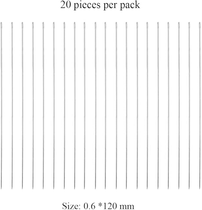 20Pcs Lei Needle for Leis Making, 4.7 Inch Large Eye Sewing Beading Needle for Art Craft Long Lei Needle to Make Hawaiian Flower Lei for Graduation Wedding Birthday Party, Dia 0.6mm, LXLVOUEG