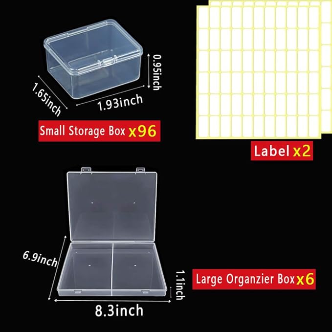 102pcs Bead Storage Containers, Bead Organizer Boxes And Craft Storage Boxes For Bracelet Making Diy Jewelry Craft Nails, Bracelets, Jewelry, Diamonds, Clay Beads, Screws(6 Pack 96pcs)