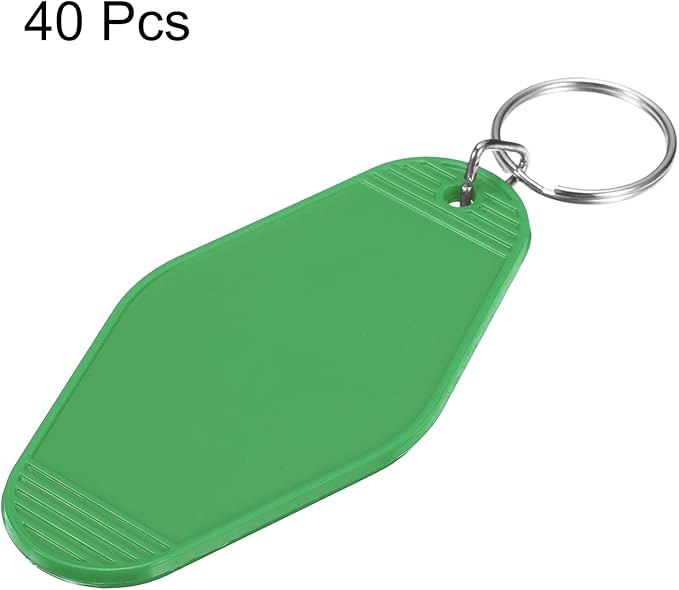 uxcell 40pcs Hotel Keychains Blank Vintage Plastic Rhombus Motel Keychains Hotel Key Tags Rings for DIY Luggage Labels
