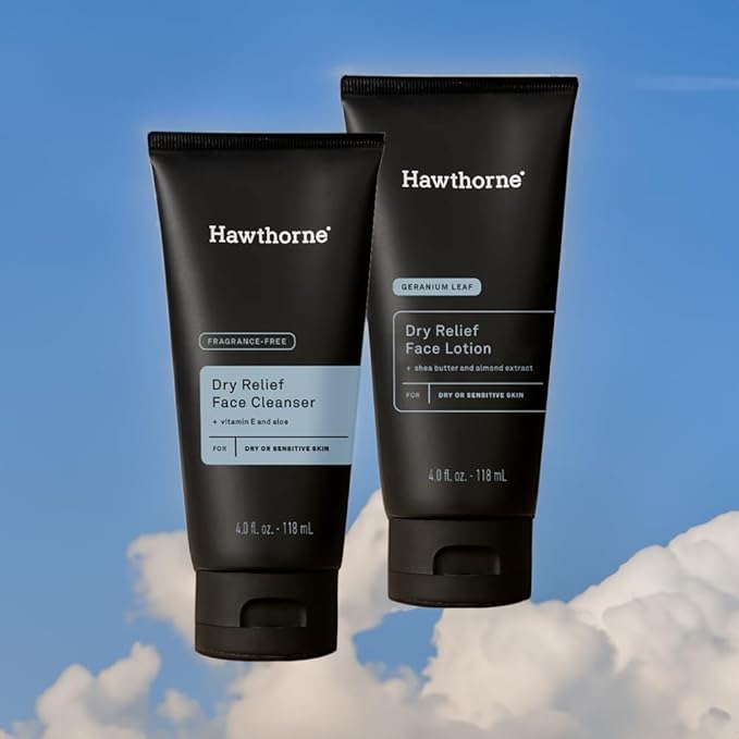 Hawthorne Moisturizing Men’s Skin Care Kit. Men’s Facial Care Kit with Face Wash Cleanser and Face Lotion For Dry, Sensitive Skin. Natural, Non-Toxic, Paraben Free, Phthalate Free. 4 Fl. Oz. Each.