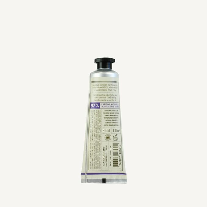 Panier des Sens - Small Hand Cream for Dry Cracked Hands - Lavender Mini Hand Lotion for Dry Skin - With Shea Butter and Olive Oil - Hand Care 97% Natural Ingredients - Travel Size 1 floz