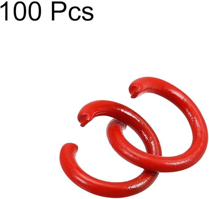 uxcell Open Jump Rings, 10mm Colorful O-Ring Connectors for DIY Crafts Jewelry Making, Carbon Steel, Red, 100Pcs