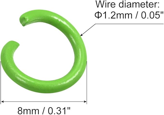 uxcell Open Jump Rings, 8mm Colorful O-Ring Connectors for DIY Crafts Jewelry Making, Carbon Steel, Green, 100Pcs