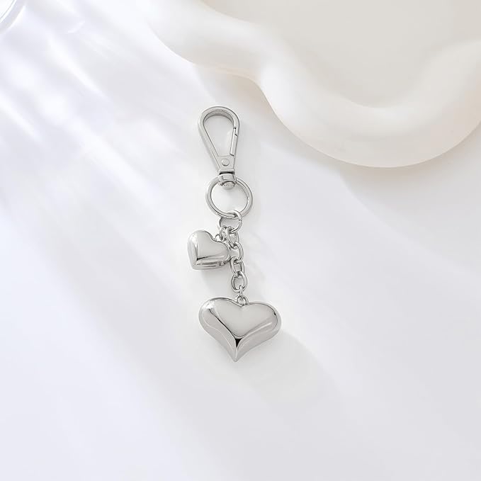 Heart KeyChain for Women Bagchain Gold Silver Fashion Keychains Accessories