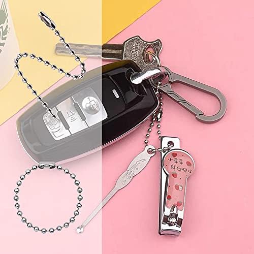 150pcs Ball Bead Chain 4 inch, Stainless Steel Bulk Dog Name Tag DIY Keychains Key Ring Crafting with Connectors Clasp (2.4mm Ball,150pcs X 10cm Chain, Silver)