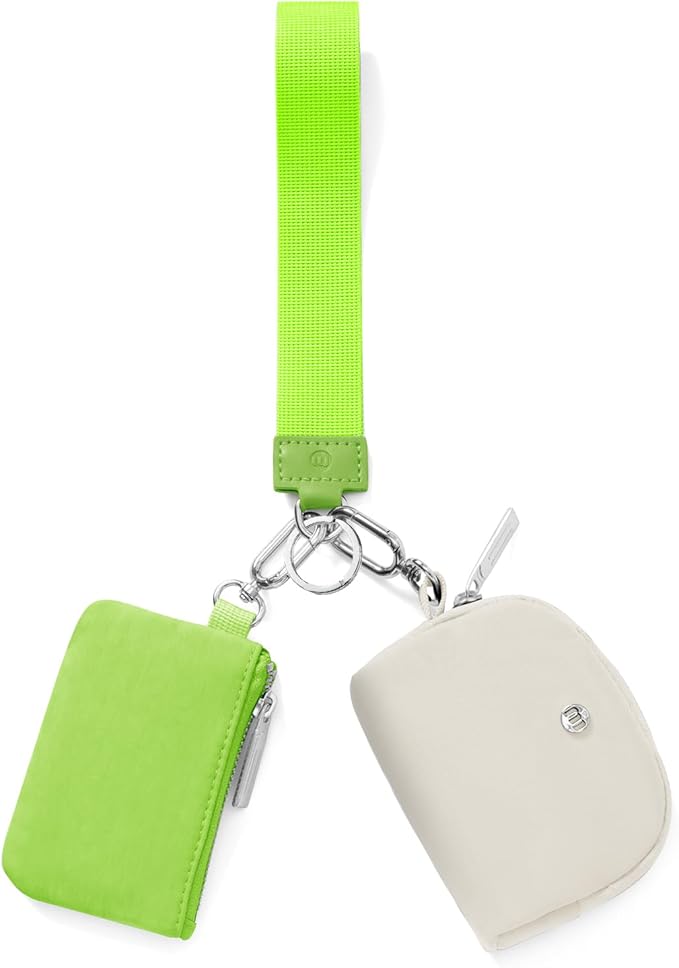 Keychain Wallet Mini Zip Around Wristlet Wallets for Women Detachable Dual Pouch Wristlet Portable Coin Purse Small Wallets