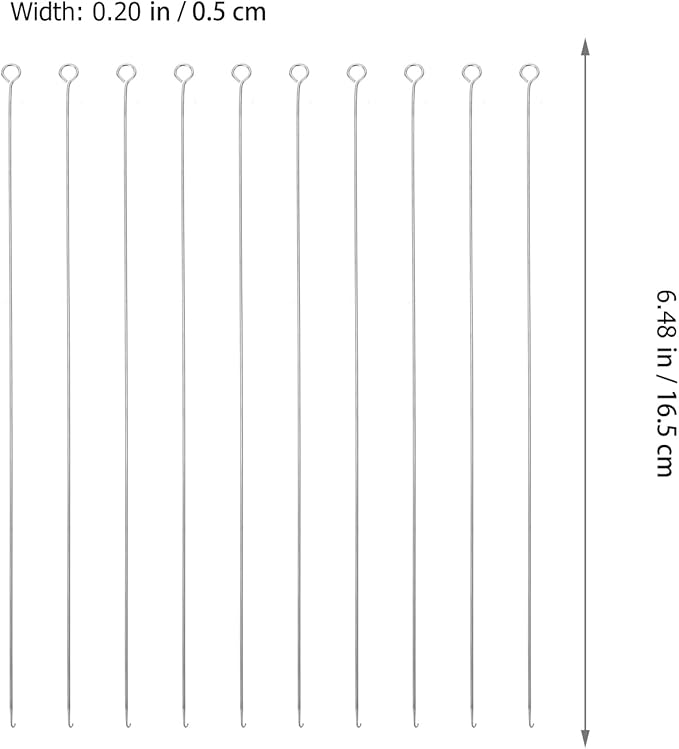 EXCEART Beading Tool Kit 10 Pcs Fine Thin Stainless Steel Big Eye Hook Needles for Jewelry DIY Bead Supplies and Seed Beads Crafts