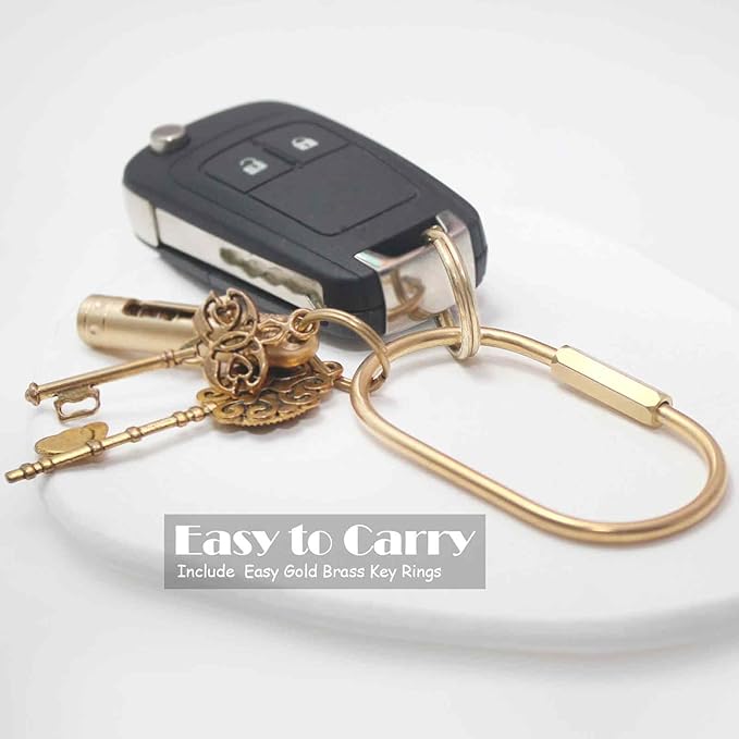 Gold Brass Key Rings, Purse Bag Charms for Handbags, Screw Lock Key Organizer, Carabiner Keychain Clip for Keys