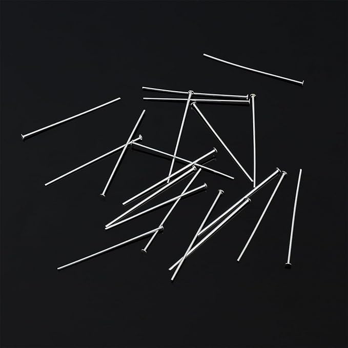 925 Sterling Silver Flat Head Pins 0.5x25mm 20pcs for Jewelry Making Findings